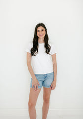 Karlie Solid Double Layer Crew Tee in White