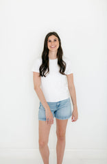 Karlie Solid Double Layer Crew Tee in White