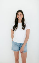 Karlie Solid Double Layer Crew Tee in White