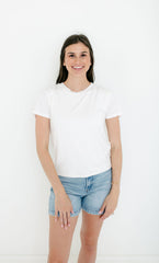 Karlie Solid Double Layer Crew Tee in White