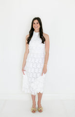 Lucy Paris Serafina White Halter Midi Dress