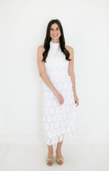 Lucy Paris Serafina White Halter Midi Dress