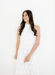 Lucy Paris Serafina White Halter Midi Dress