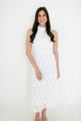 Lucy Paris Serafina White Halter Midi Dress