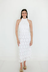 Lucy Paris Serafina White Halter Midi Dress