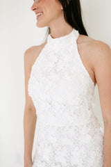 Lucy Paris Serafina White Halter Midi Dress