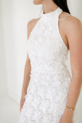 Lucy Paris Serafina White Halter Midi Dress