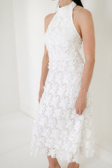 Lucy Paris Serafina White Halter Midi Dress