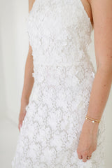 Lucy Paris Serafina White Halter Midi Dress