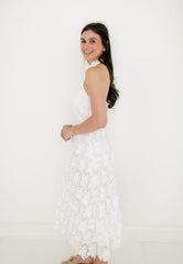 Lucy Paris Serafina White Halter Midi Dress