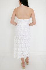 Lucy Paris Serafina White Halter Midi Dress