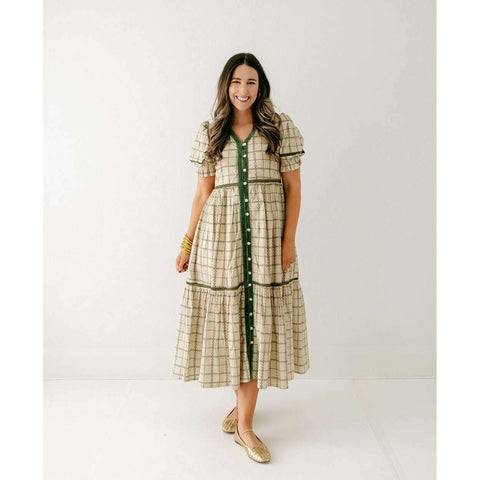 House of MBR Red Tartan Bouvier Long Dress