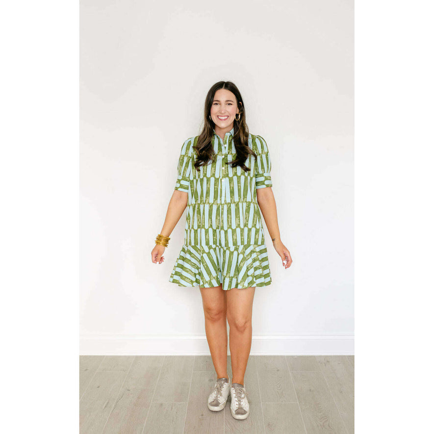 white christmas dresses Liv Mini Ruffle Dress - Black Stripes main image 0