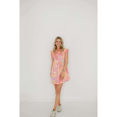 Entro Pink Stripe Cherry Mini Dress