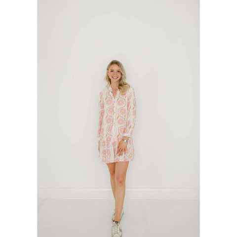 Entro Pink Stripe Cherry Mini Dress