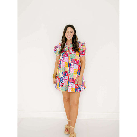 Entro Pink Stripe Cherry Mini Dress