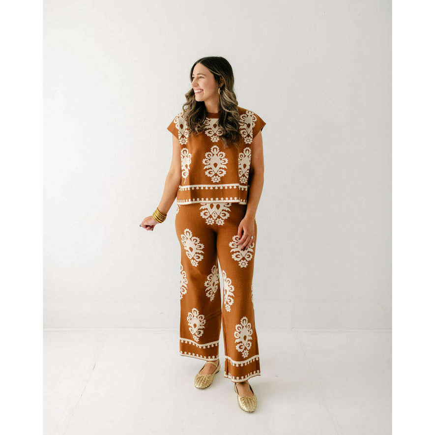 The Brittney Brown Floral Sweater Set