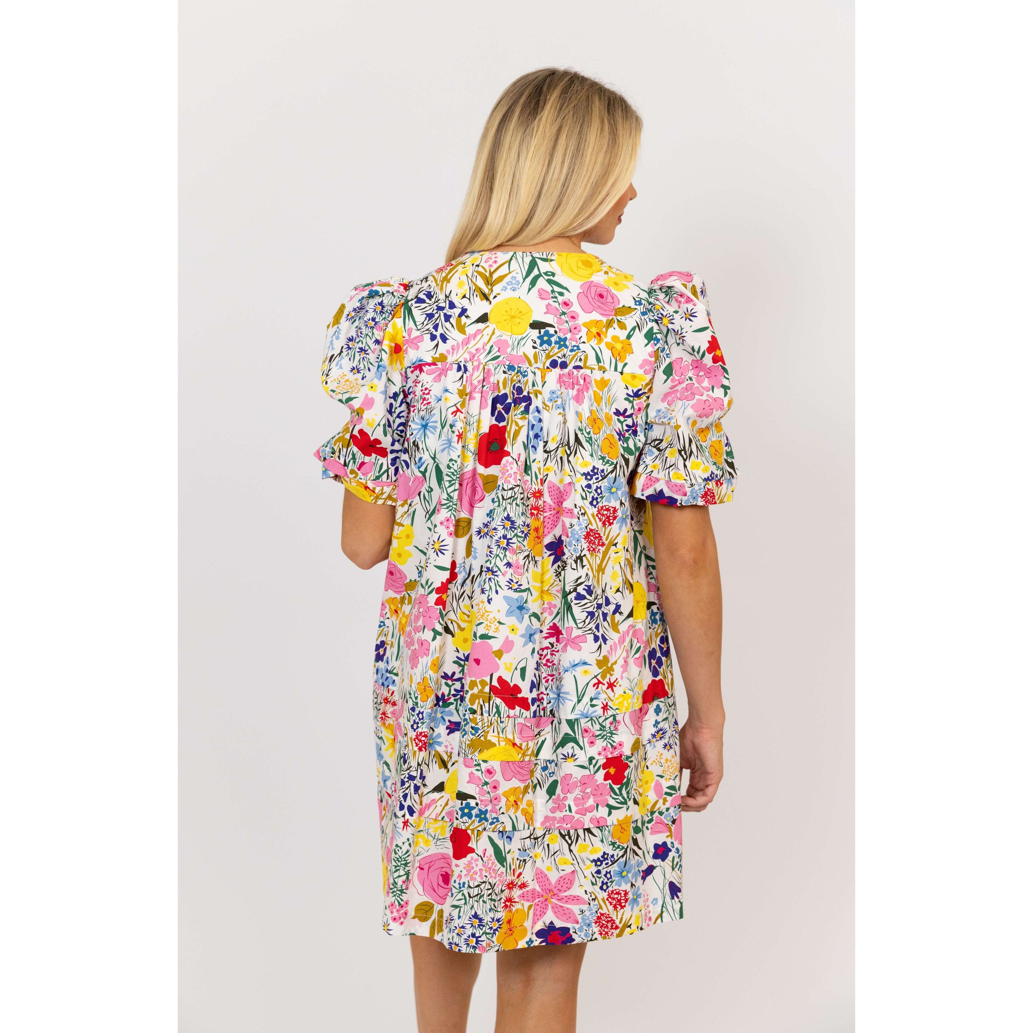 8.28 Boutique:Karlie Clothes,Karlie Floral V-Neck Puff Sleeve Dress,Dress