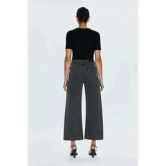 8.28 Boutique:PISTOLA DENIM,Pistola Penny Crop High Rise Wide Leg in Antique Graphite,Jeans