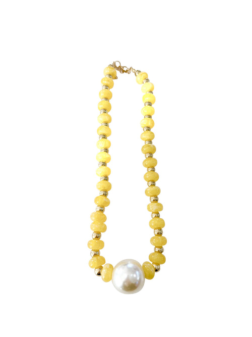 Aylani Yellow Beaded Pearl Necklace
