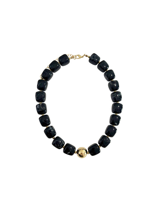 Massey Chunky Beaded Necklace - Black