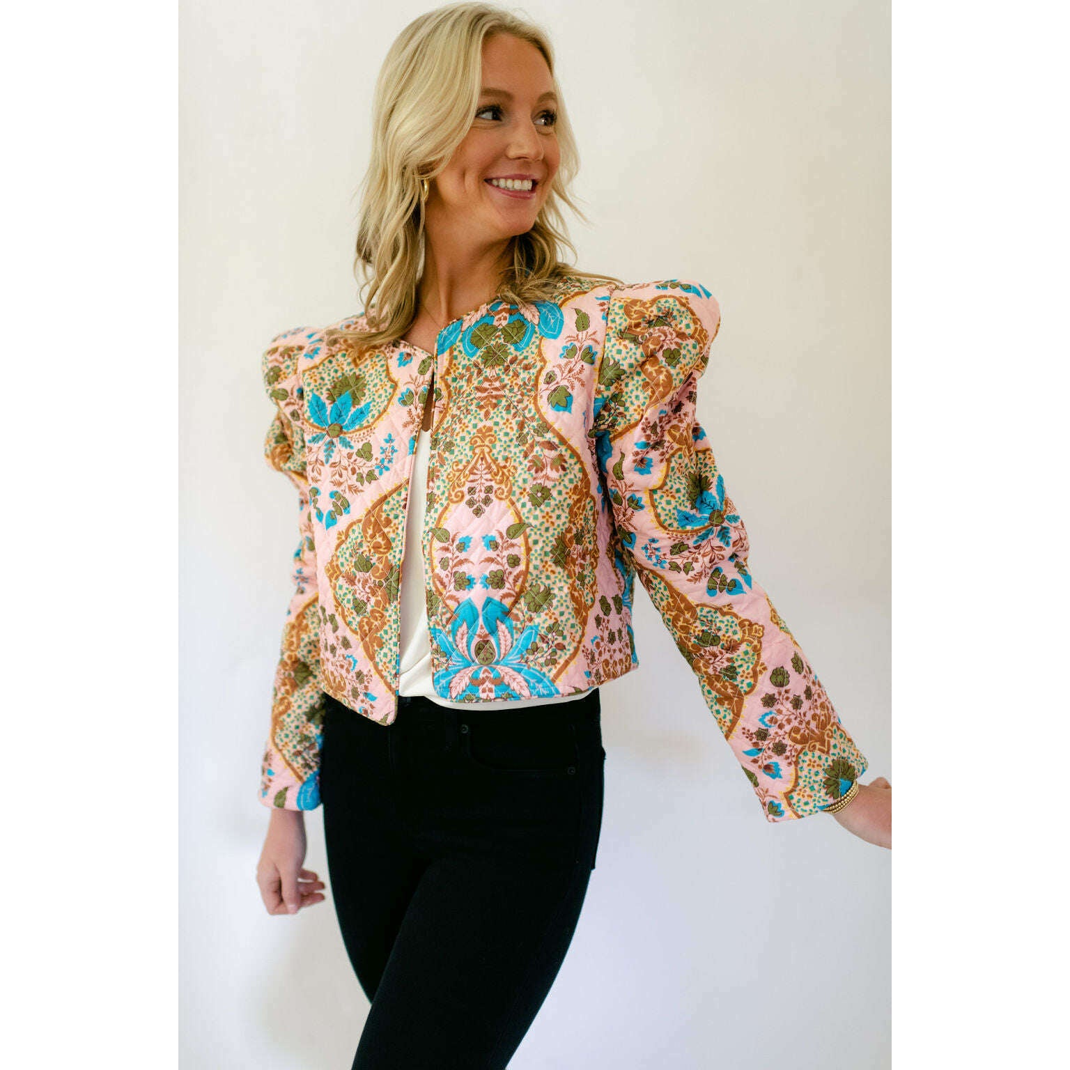 8.28 Boutique:Anna Cate Collection,Anna Cate Collection Quilted Jacket in Teal Paisley,Jacket