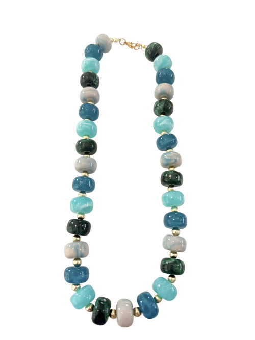 Kenny Chunky Beaded Necklace - Blue Mix