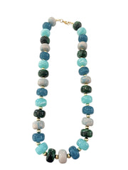Kenny Chunky Beaded Necklace - Blue Mix