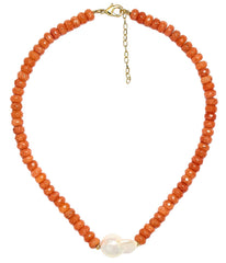 Susie- Quartz Beaded Necklace with freshwater Pearl - WS