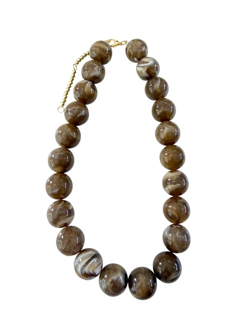 Carter Chunky Beaded Necklace - Mocha