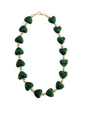 Charlie Beaded Heart Necklace- Emerald