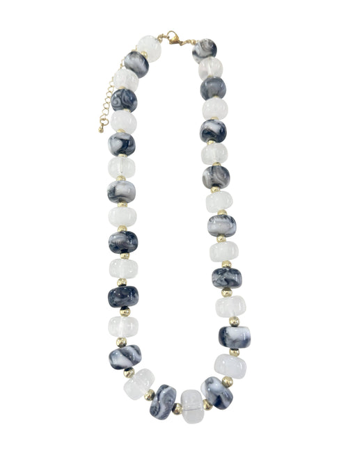 Kenny Chunky Beaded Necklace - Black/White Mix