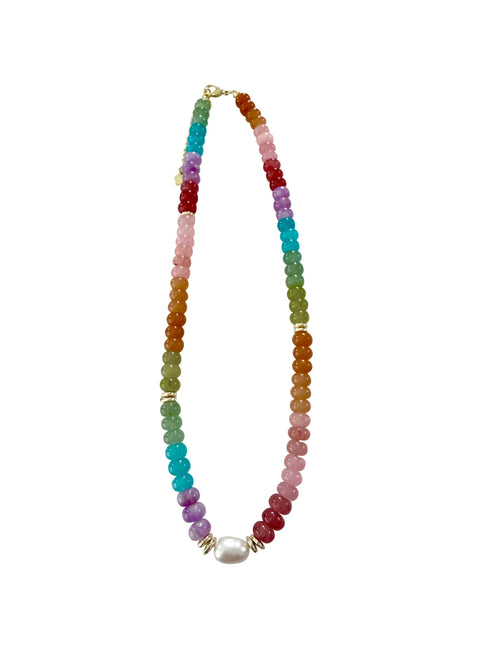 Karla Beaded Pearl Necklace- Rainbow