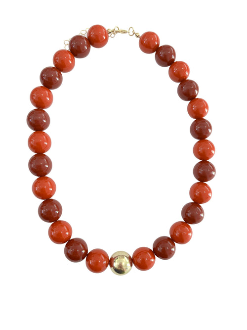 Leslie Chunky Beaded Necklace- Rust Mix
