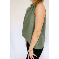 8.28 Boutique:Jade Melody Tam,Jade Melody Tam Pleather Halter Sage Top,Tops