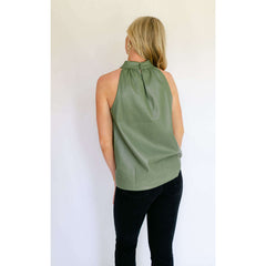 8.28 Boutique:Jade Melody Tam,Jade Melody Tam Pleather Halter Sage Top,Tops
