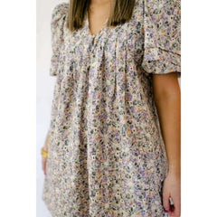8.28 Boutique:Karlie Clothes,Karlie Floral Embroidered V-Neck Puff Sleeve Dress in Lilac,Dress