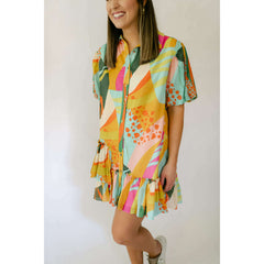 8.28 Boutique:Karlie Clothes,Karlie Multi Abstract Zebra Ruffle Bottom Shirt Dress,Dress