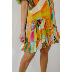 8.28 Boutique:Karlie Clothes,Karlie Multi Abstract Zebra Ruffle Bottom Shirt Dress,Dress