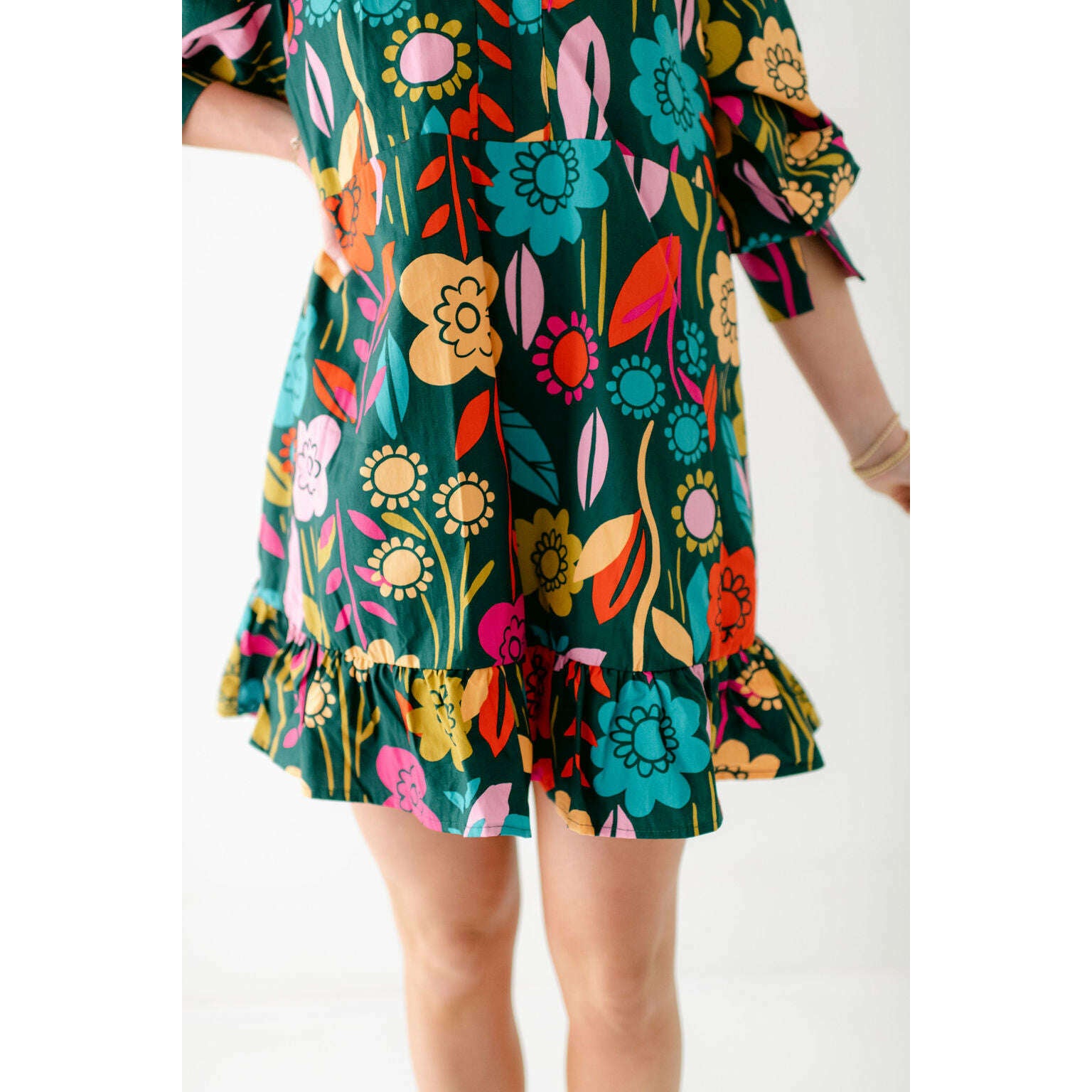 8.28 Boutique:Karlie Clothes,Karlie Retro Floral Garden Ruffle Sleeve V-Neck Dress,Dress