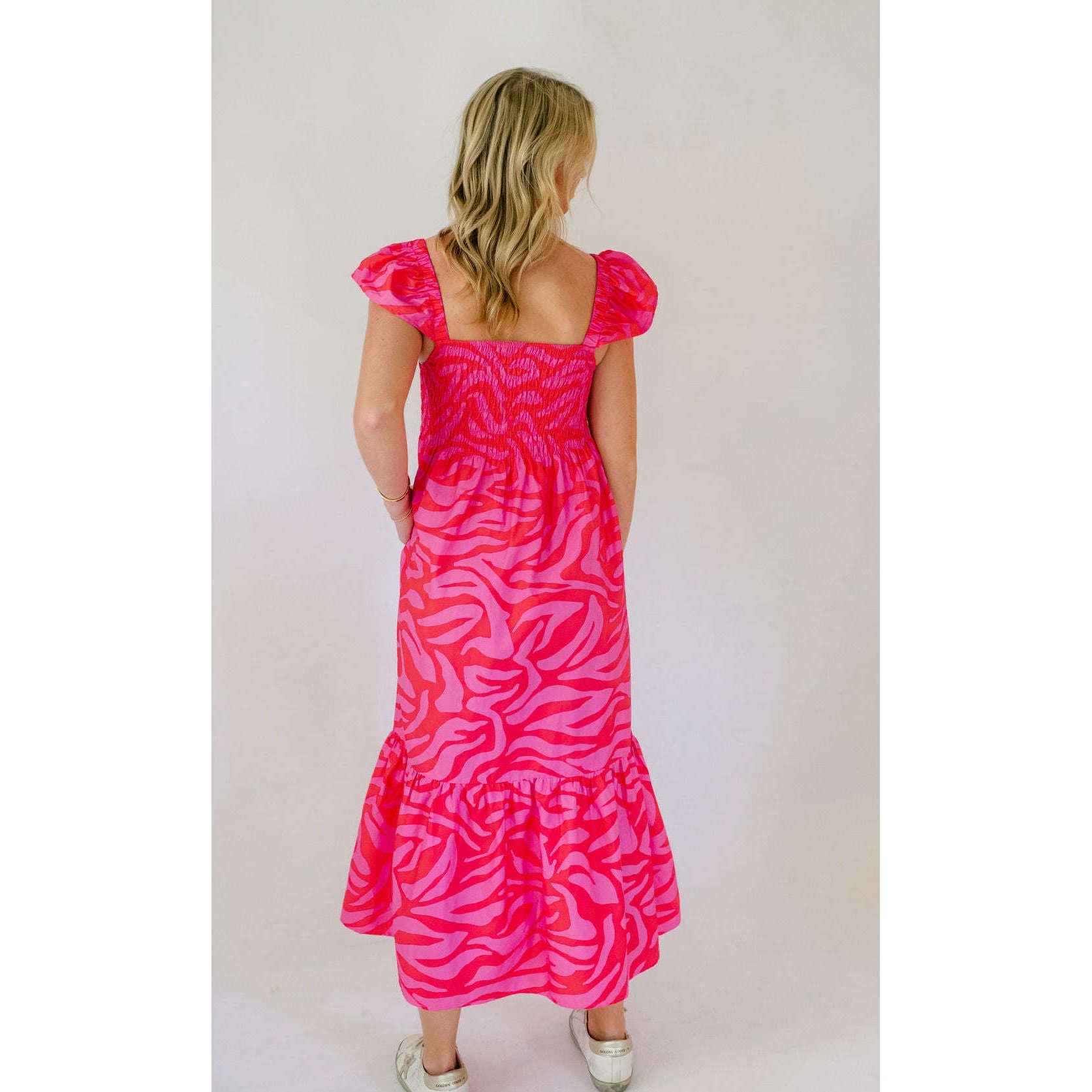 8.28 Boutique:Karlie Clothes,Karlie Zebra Poplin Smocked Tiered Maxi Dress,Dress