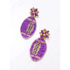 8.28 Boutique:Caroline Hill,Field Goal Purple and Gold Embellished Earrings,Earrings