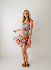 8.28 Boutique:Meet Me in Santorini,Meet Me in Santorini Ella Dress in Abstract Coral,Dress