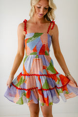 8.28 Boutique:Meet Me in Santorini,Meet Me in Santorini Ella Dress in Abstract Coral,Dress