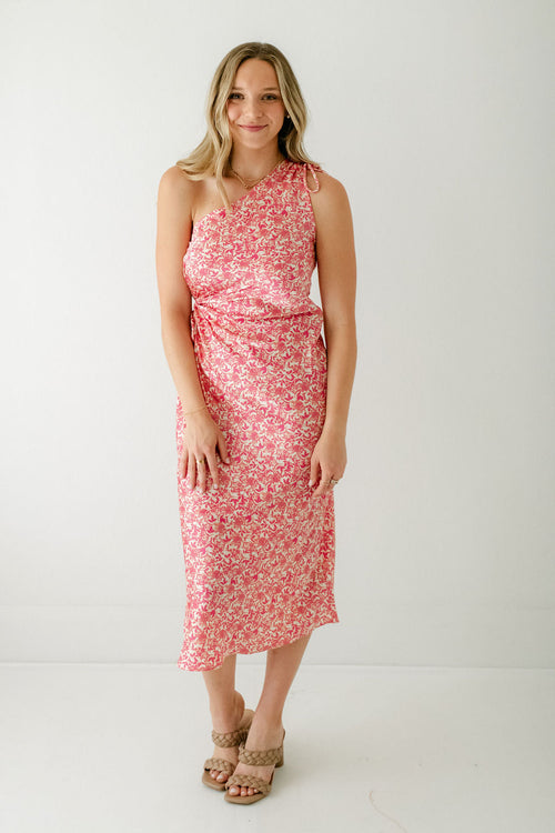 8.28 Boutique:Mink Pink,Mink Pink Alina Pink Floral One Shoulder Dress,Dress