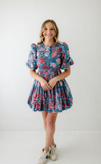 8.28 Boutique:Sohana,Sohana Veronica Bubble Hem Blue and Pink Dress,Dress