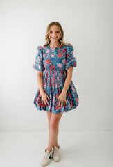 8.28 Boutique:Sohana,Sohana Veronica Bubble Hem Blue and Pink Dress,Dress