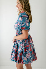 8.28 Boutique:Sohana,Sohana Veronica Bubble Hem Blue and Pink Dress,Dress