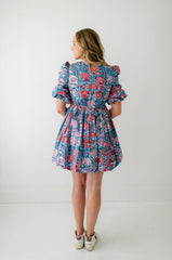8.28 Boutique:Sohana,Sohana Veronica Bubble Hem Blue and Pink Dress,Dress