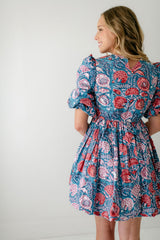 8.28 Boutique:Sohana,Sohana Veronica Bubble Hem Blue and Pink Dress,Dress